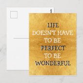 Wonderful Life Typography ゴールド ポストカード (正面/裏面)