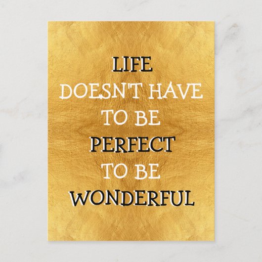 Wonderful Life Typography ゴールド ポストカード (正面)
