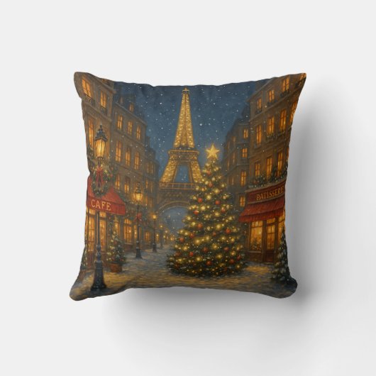 Wonderful Paris Christmas streets クッション (裏面)