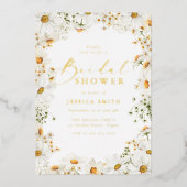 Wonderful Spring Floral Bridal Shower Gold 箔招待状 (正面)