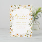 Wonderful Spring Floral Bridal Shower Gold 箔招待状 (立ち正面)