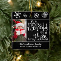 Wonderful Time & Merry Christmas Photo Snowflake