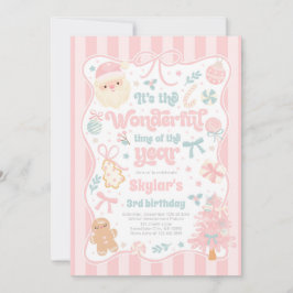 Wonderful Time Of The Year Christmas Bow Birthday 招待状