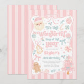 Wonderful Time Of The Year Christmas Bow Birthday 招待状 (正面/裏面)