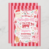 Wonderful Time Of The Year Christmas Bow Birthday 招待状 (正面/裏面)