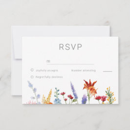Wonderful Water Color Wildflowers 結婚's 出欠カード