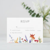 Wonderful Water Color Wildflowers 結婚's 出欠カード (スタンド正面)