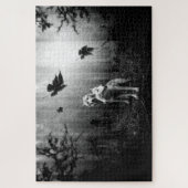 Wonderful Wolves Black and White Leaf Us Alone ジグソーパズル (縦)