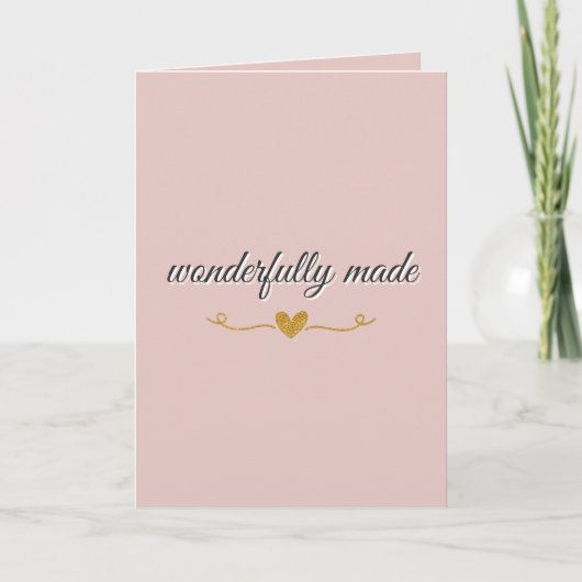 Wonderfully Made Christian Valentine Card – Pink カード (正面)