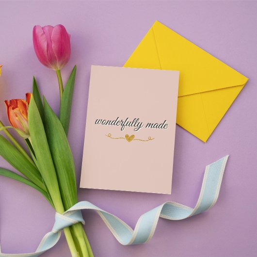 Wonderfully Made Christian Valentine Card – Pink カード