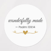 Wonderfully Made Psalm 139:14 Christian Labels ラベル (デザイン2)