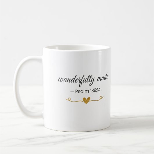 Wonderfully Made – Psalm 139:14 Mug コーヒーマグカップ (左)