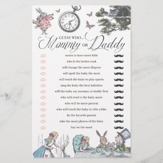 Wonderlandで赤ちゃんシャワーおもしろい誰がゲームを推測 (正面)