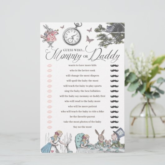 Wonderlandで赤ちゃんシャワーおもしろい誰がゲームを推測 (スタンド正面)