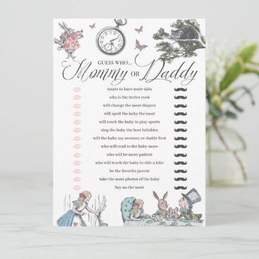 Wonderlandで赤ちゃんシャワーおもしろい誰がゲームを推測 招待状 (スタンド正面)