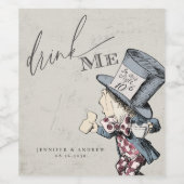 Wonderlandのヴィンテージアリスを飲結婚む ワインラベル (シングルラベル)