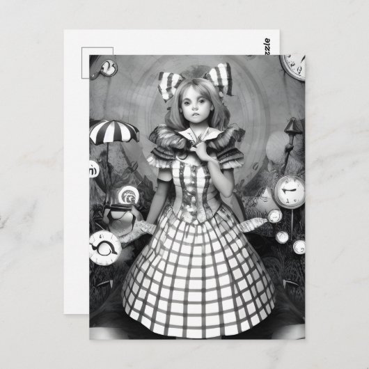 Wonderlandはがき内の白黒悪夢 ポストカード (正面/裏面)