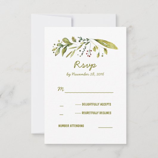 Wonderlandインスパイア自然ウェディングRSVPカード 出欠カード (正面)