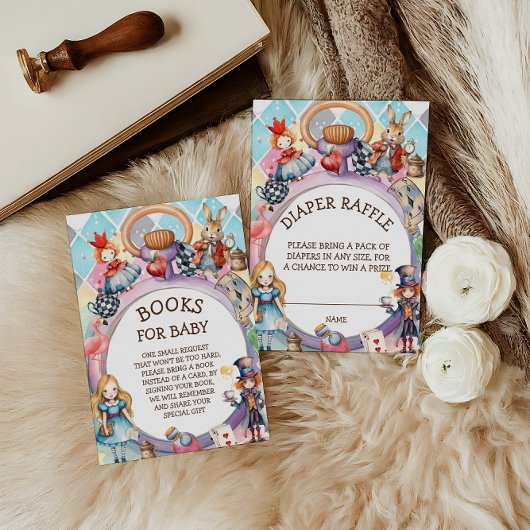 Wonderland Baby Shower Bookリクエスト エンクロージャーカード