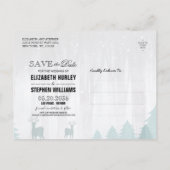 Wonderland Birds Deer Winter Wedding Save the Date 案内ポストカード (裏面)