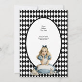 Wonderland Black White Vintage Birthday Party 招待状 (裏面)