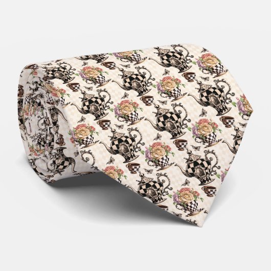 Wonderland Classic Teapot Pattern Necktie Tie ネクタイ (ロール)