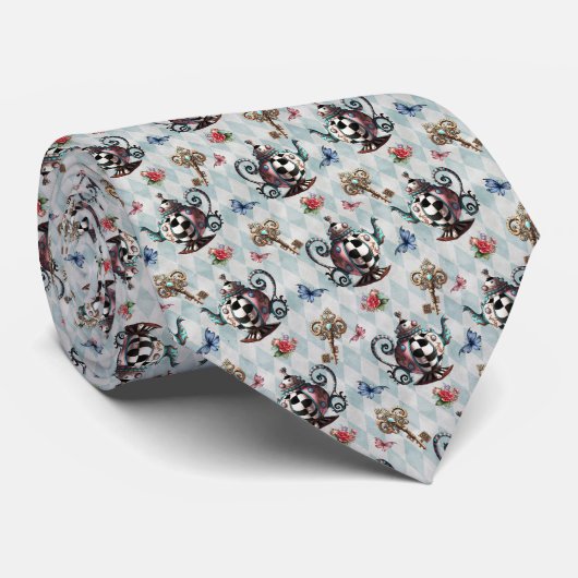 Wonderland Classic Teapot Pattern Necktie Tie ネクタイ (ロール)