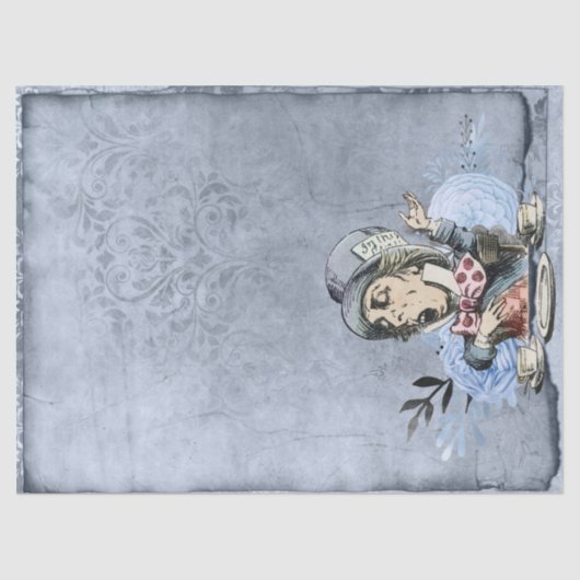 Wonderland Decompageのブルー不機嫌ハッターアリス 薄葉紙 (正面)