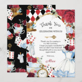 Wonderland Floral Bridal Shower Tea Party サンキューカード (正面/裏面)