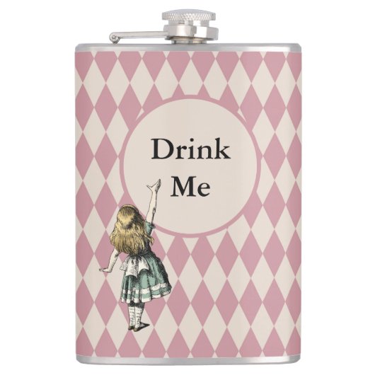 Wonderland Green MauveでAliceを飲市松模様にむ フラスク (正面)