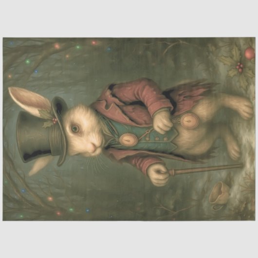 Wonderland-Inspired Victorian Rabbit Decoupage 薄葉紙 (正面)