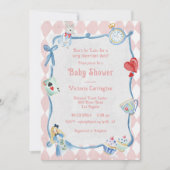 Wonderland Pink Baby ShowerでAliceに遅れを取らない 招待状 (正面)