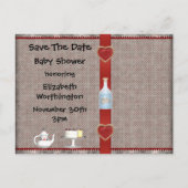Wonderland Rabbit Save the Date Baby Shower 案内ポストカード (裏面)