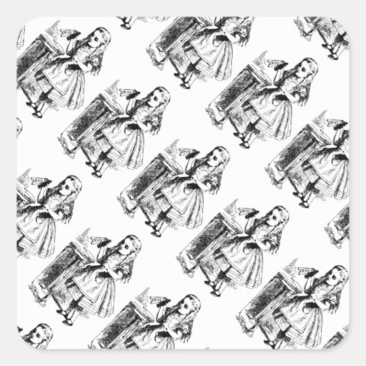 Wonderland Stickersでヴィンテージアリスを飲む スクエアシール (正面)