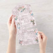 Wonderland Storybookのおとぎ話ヴィンテージアリス オールインワン招待状 (貼ってはがせる)