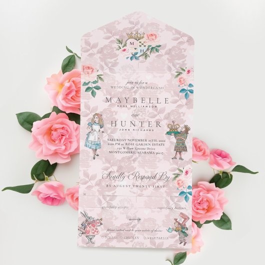 Wonderland Storybookのおとぎ話ヴィンテージアリス オールインワン招待状