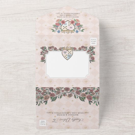 Wonderland Storybookのおとぎ話ヴィンテージアリス オールインワン招待状 (外側)