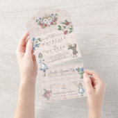 Wonderland Storybookのおとぎ話ヴィンテージアリス オールインワン招待状 (貼ってはがせる)