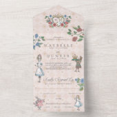 Wonderland Storybookのおとぎ話ヴィンテージアリス オールインワン招待状 (内側)