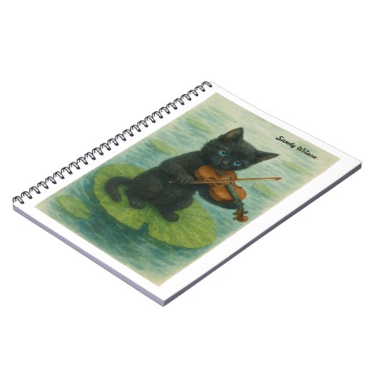 Wonky Zoo Black Kitty Spiral Photo Notebook ノートブック (左側)