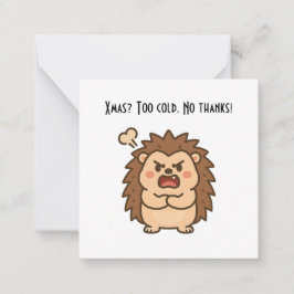 Wonky Zoo Christmas Moody Hedgehog- Flat Note Card ノートカード
