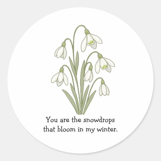 Wonky Zoo Lovely Snowdrops Sticker ラウンドシール (正面)
