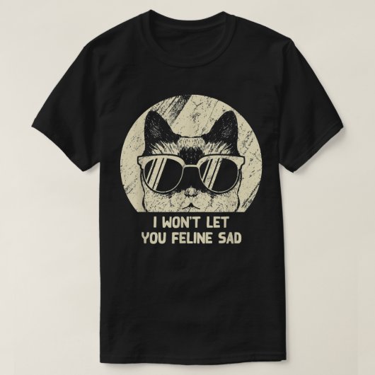 Wonlet You Feline Sad猫好きポジティビティKitte Tシャツ (デザイン正面)