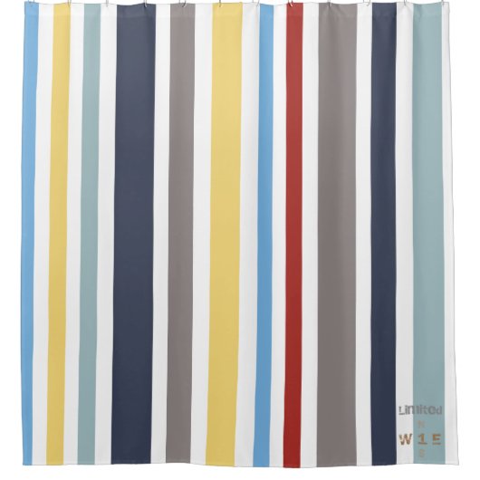 WONZ限定の小さなセーラーのシャツによるデザイン シャワーカーテン (正面)