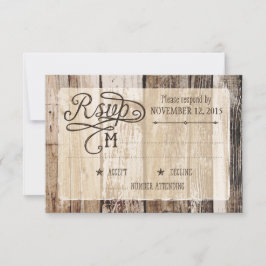 Wood素朴およびハートエッチングRSVPカード 出欠カード