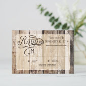 Wood素朴およびハートエッチングRSVPカード 出欠カード (スタンド正面)
