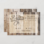 Wood素朴およびハートエッチングRSVPカード 出欠カード (正面/裏面)