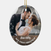 Wood素朴私たちの初めてのクリスマスはミセス・フォト セラミックオーナメント (右)