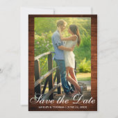Wood素朴 Save the Date婚約写真 招待状 (正面)