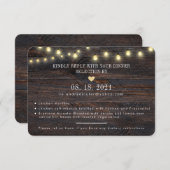 Wood素朴 String Lights結婚の応答カード  出欠カード (正面/裏面)